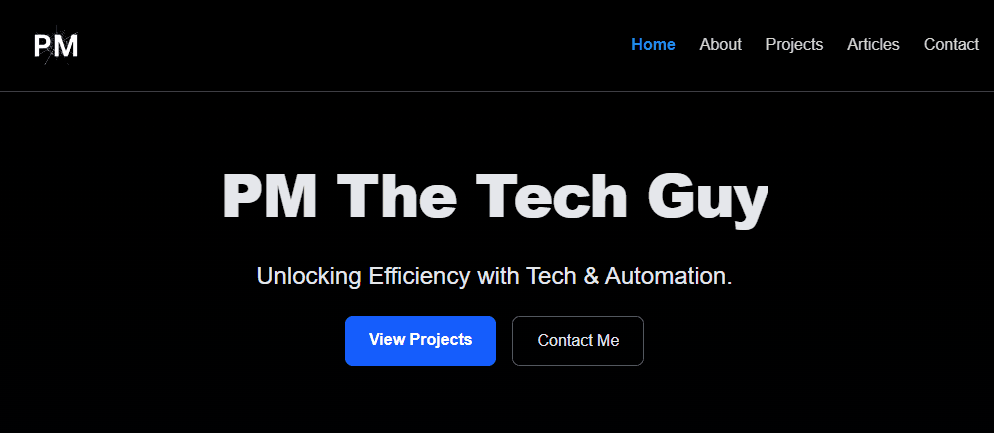 Screenshot of PMTheTechGuy.com homepage