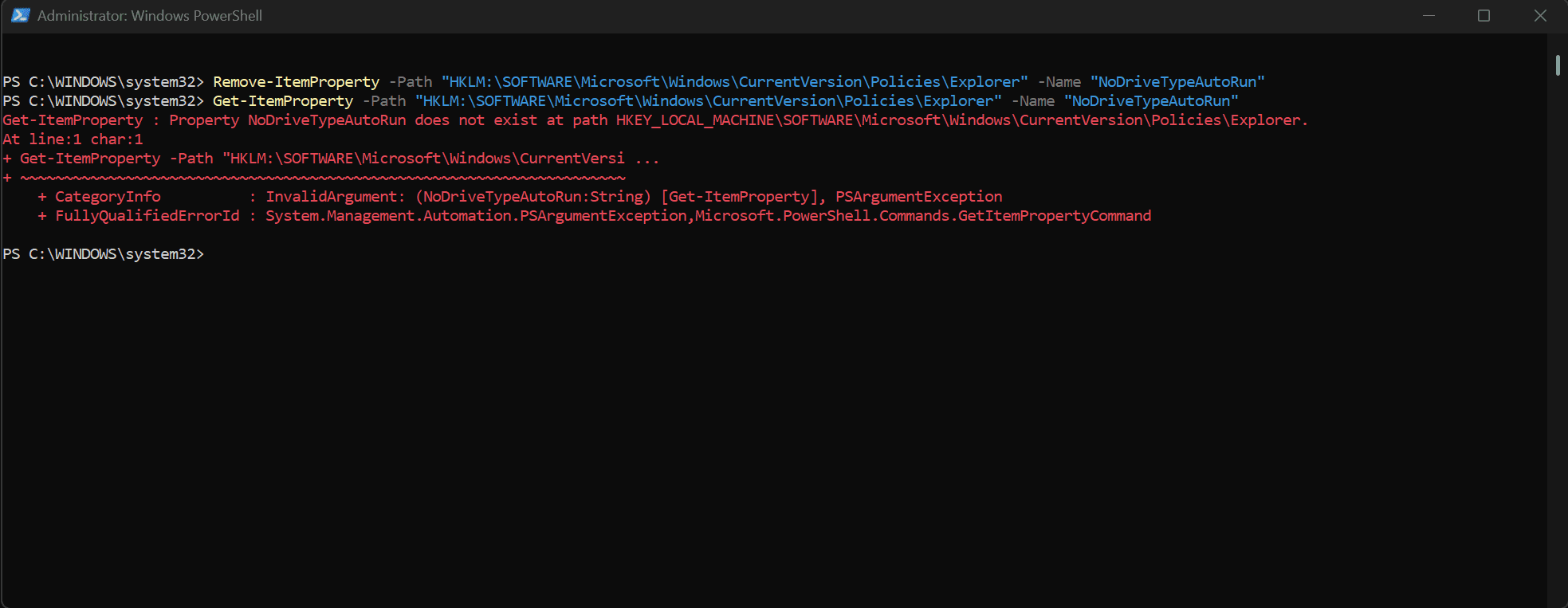 Removing Registry Property via PowerShell