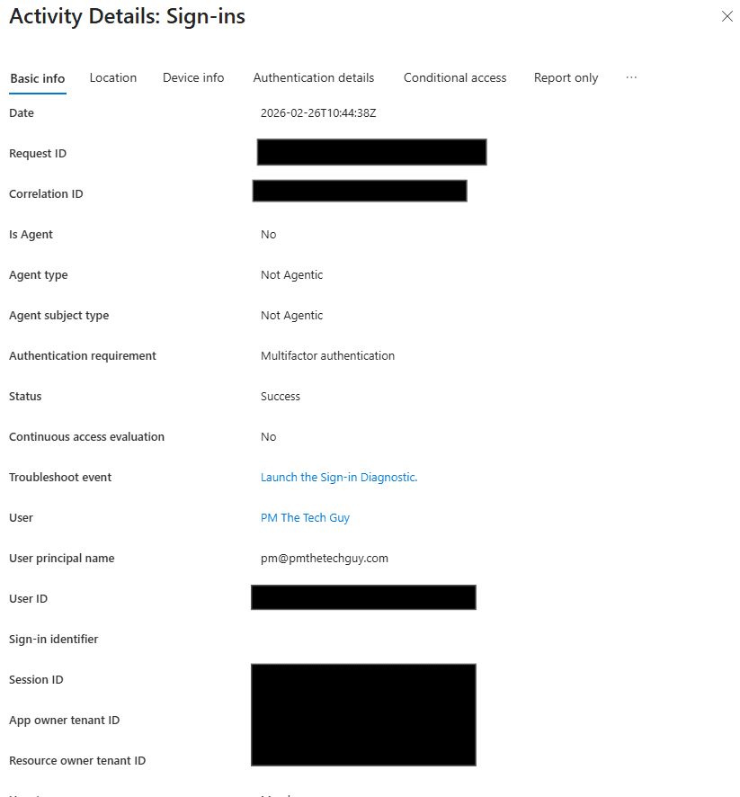 Authentication Details and MFA Verification