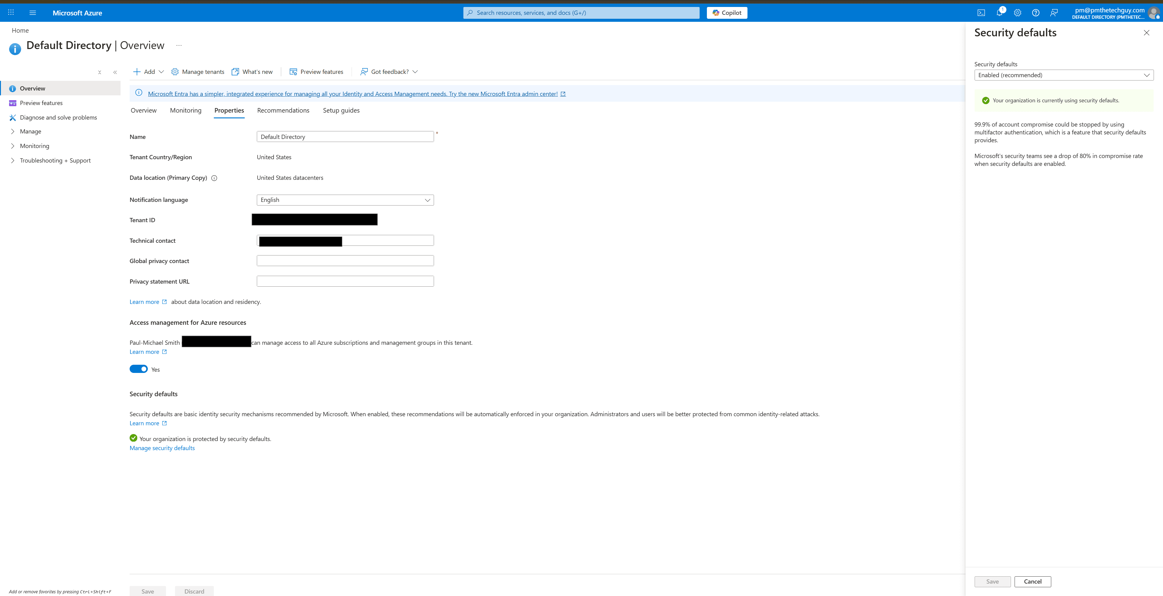 Security Defaults Configuration