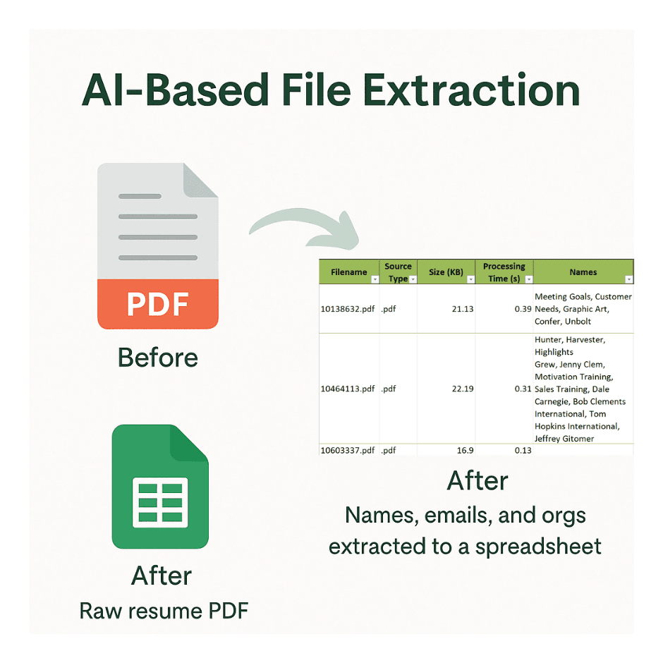Screenshot of AI File Extractor output